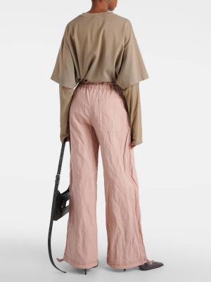 Bavlněné kalhoty relaxed fit Acne Studios růžové
