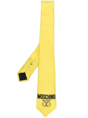 Копринена вратовръзка с принт Moschino жълто