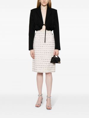 Tvídové midi sukně Chanel Pre-owned bílé