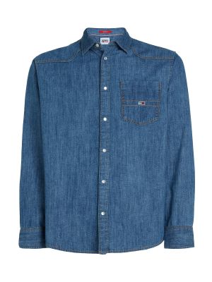 Rifľová košeľa Tommy Jeans modrá