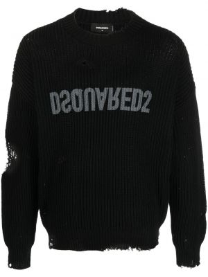 Distressed pullover mit print Dsquared2 schwarz
