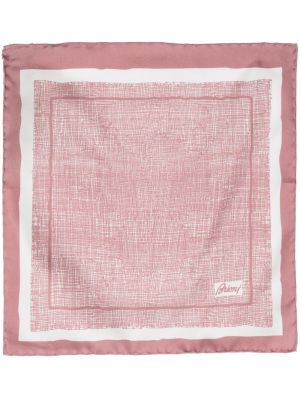 Hedvábný šál s potiskem s abstraktním vzorem Brioni růžový