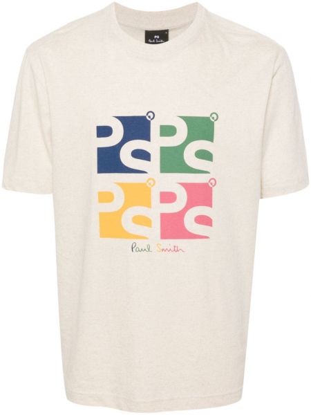 T-shirt en coton à imprimé Ps Paul Smith blanc