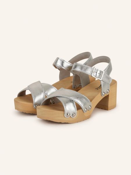 Sandały z paskami Softclox srebrne