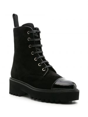 Nėriniuotos zomšinės desert boots su raišteliais Aquazzura juoda