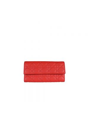 Pikowana kopertówka skórzana Dior czerwona