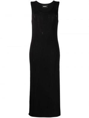 Pletené dlouhé šaty s oděrkami Barrow černé