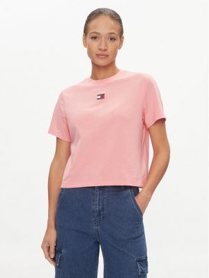 Priliehavé tričko Tommy Jeans ružová