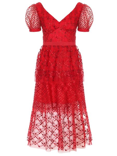 Вечернее платье с пайетками Self-portrait красное