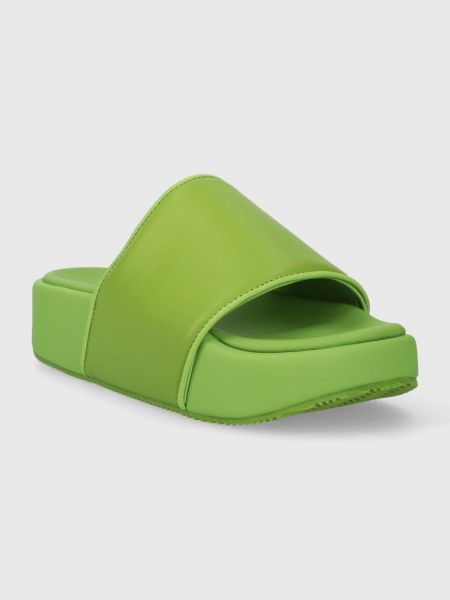 Kožené pantofle Y-3 zelené