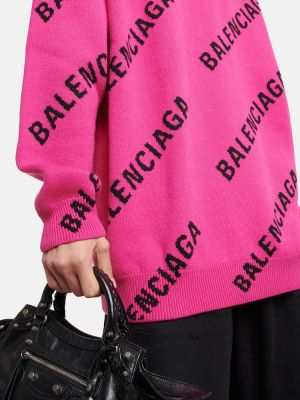 Sweter wełniany Balenciaga różowy
