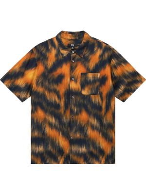Тигровая рубашка с мехом с принтом Stussy