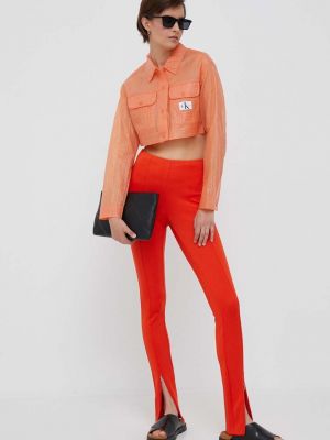 Kurtka jeansowa Calvin Klein Jeans pomarańczowa