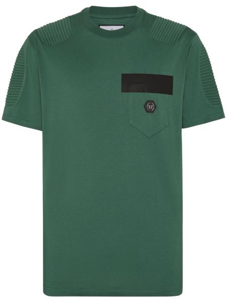 Kokvilnas t-krekls Philipp Plein zaļš