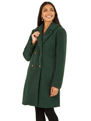 Пальто тедди Yumi зеленое