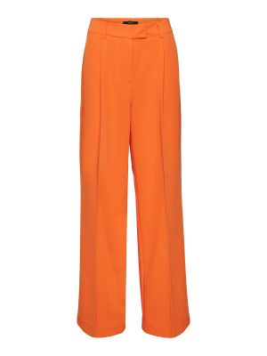 Viskózové nohavice s vysokým pásom na zips Vero Moda - oranžová