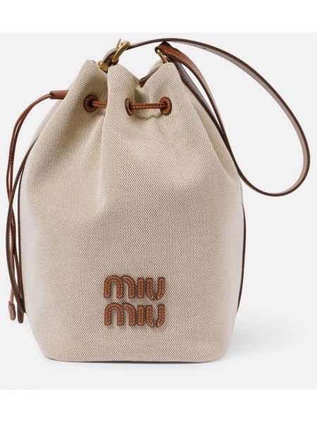 Läder tygpåse Miu Miu beige