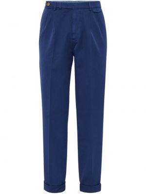 Bavlnené rovné nohavice Brunello Cucinelli modrá