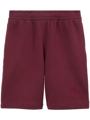 Shorts de sport en coton à imprimé Burberry rouge