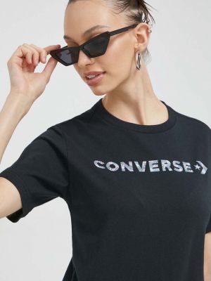 Bombažna majica Converse črna