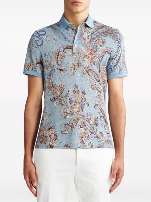 Kokvilnas polo krekls ar apdruku ar lāsīšu rakstu Etro zils