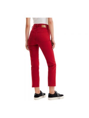 Einfarbige jeans mit geknöpfter mit reißverschluss Desigual rot