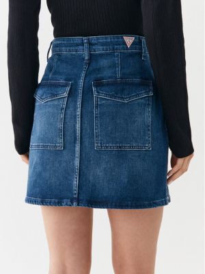 Priliehavá džínsová sukňa Guess modrá