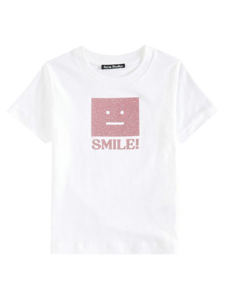 Jersey bomull t-skjorte for jenter Acne Studios Kids hvit