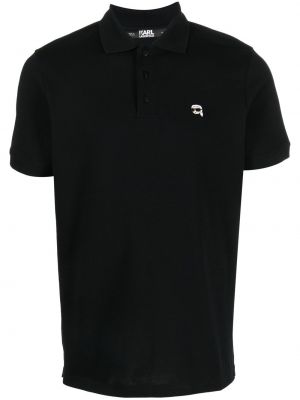 Поло тениска бродирана Karl Lagerfeld черно