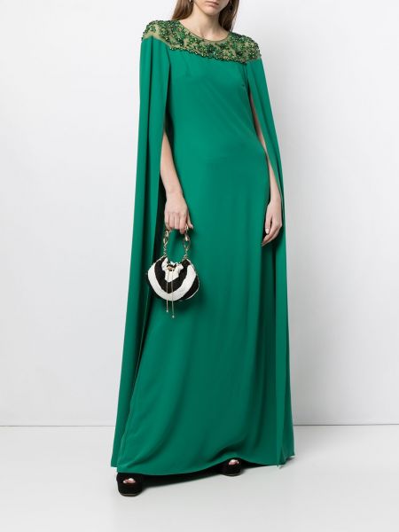 Vestido de noche con bordado Marchesa Notte verde