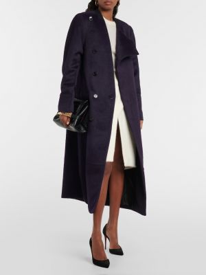 Шерстяное пальто из альпаки Victoria Beckham фиолетовое