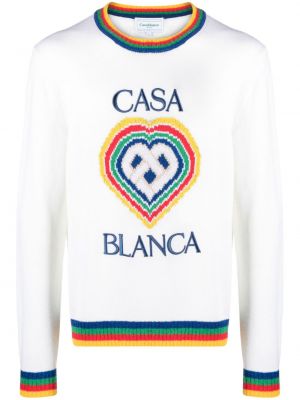 Вълнен пуловер със сърца Casablanca бяло