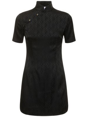 Жакардова мини рокля Marine Serre черно