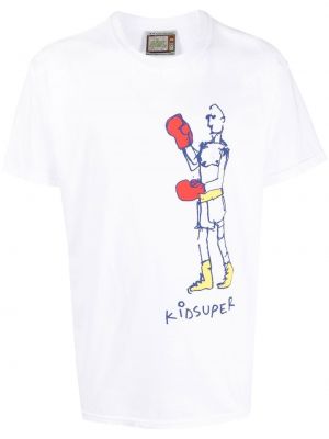 Raštuotas medvilninis marškinėliai Kidsuper balta