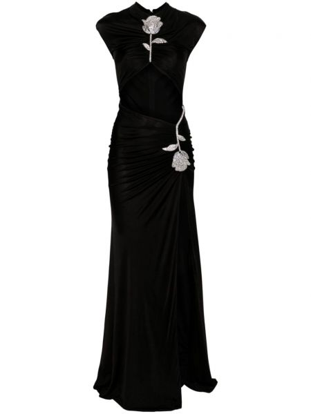 Jersey virágos estélyi ruha David Koma fekete