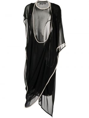 Aszimmetrikus átlátszó midi ruha Junya Watanabe fekete