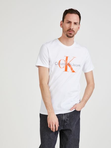 Polo majica s potiskom Calvin Klein bela