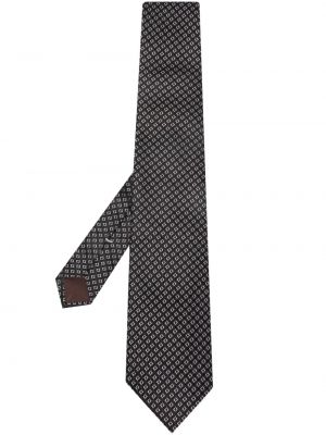 Копринена вратовръзка с принт Canali черно