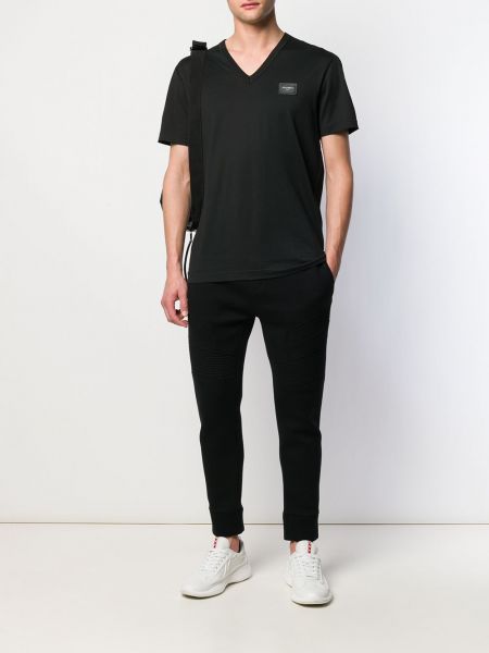T-krekls ar v veida izgriezumu Dolce & Gabbana melns