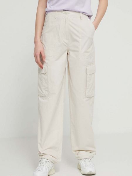Beżowe proste spodnie z wysoką talią Tommy Jeans