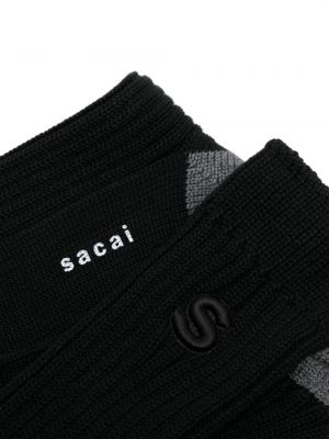 Chaussettes brodeés Sacai noir