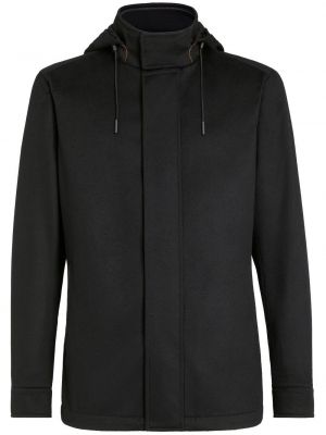 Kašmírová bunda s kapucňou Zegna čierna