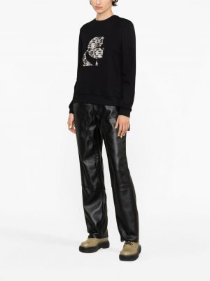 Bluza z okrągłym dekoltem tweedowa Karl Lagerfeld czarna