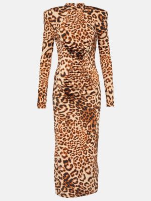 Leopardí midi šaty s potiskem Rotate Birger Christensen