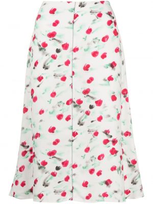 Midi suknja s cvjetnim printom s printom Marni bijela