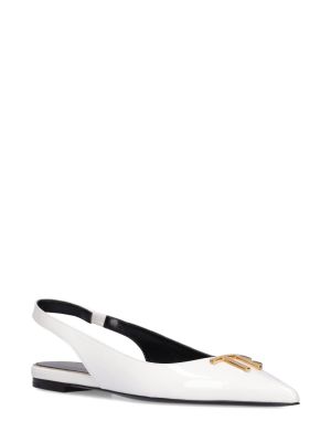 Lakirane usnjene nizki čevlji z odprtimi petami Tom Ford bela