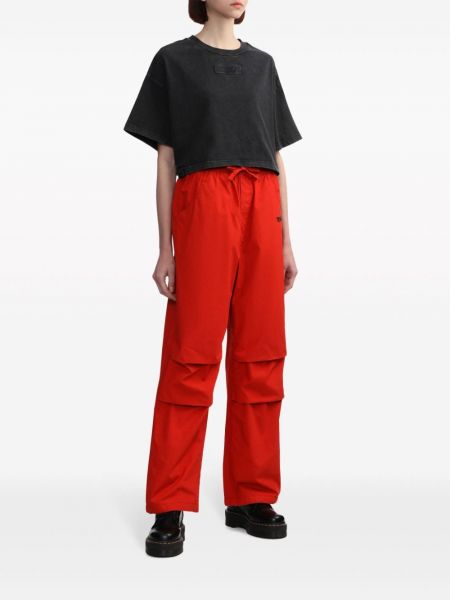 Plisované bavlněné rovné kalhoty Izzue červené