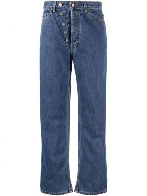 Straight leg jeans con bottoni Ganni blu