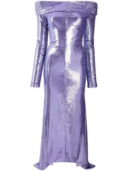Suknele kokteiline su blizgučiais The Attico violetinė