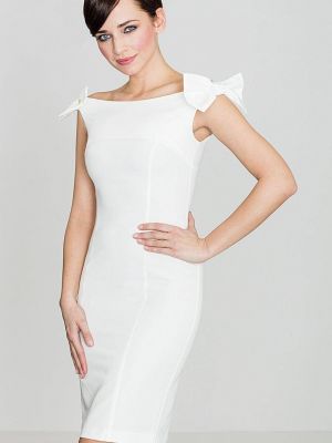 Pouzdrové šaty s mašlí Lenitif bílé